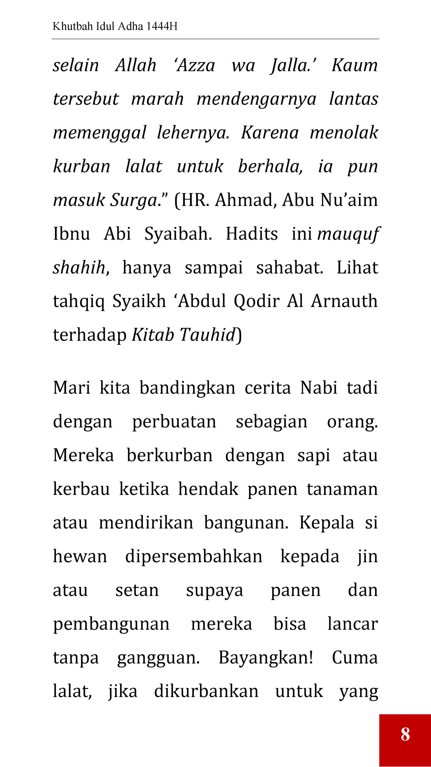 Khutbah Idul Adha Yayasan Mufid