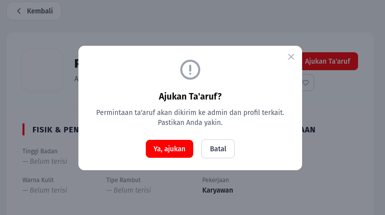Konfirmasi kirim permintaan ta'aruf