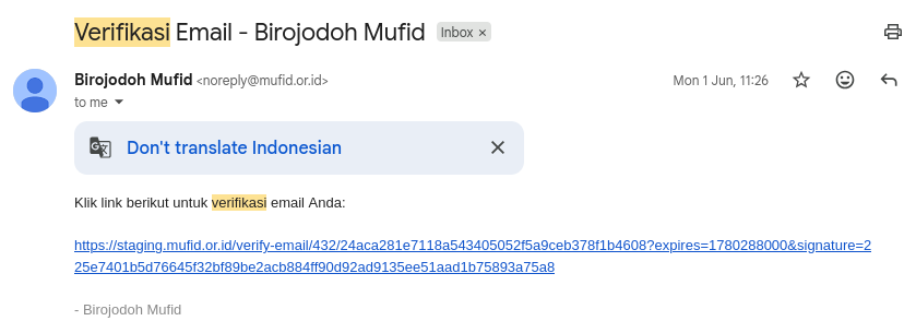 Email verifikasi