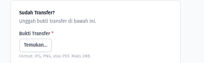 Upload bukti transfer